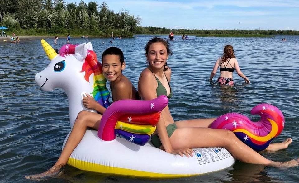 Kids floating at Tanana Lakes