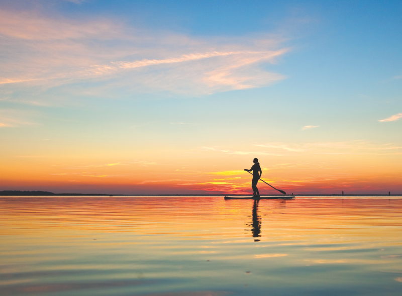 sup paddleboard sunset