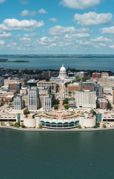 Madison skyline aerial photo