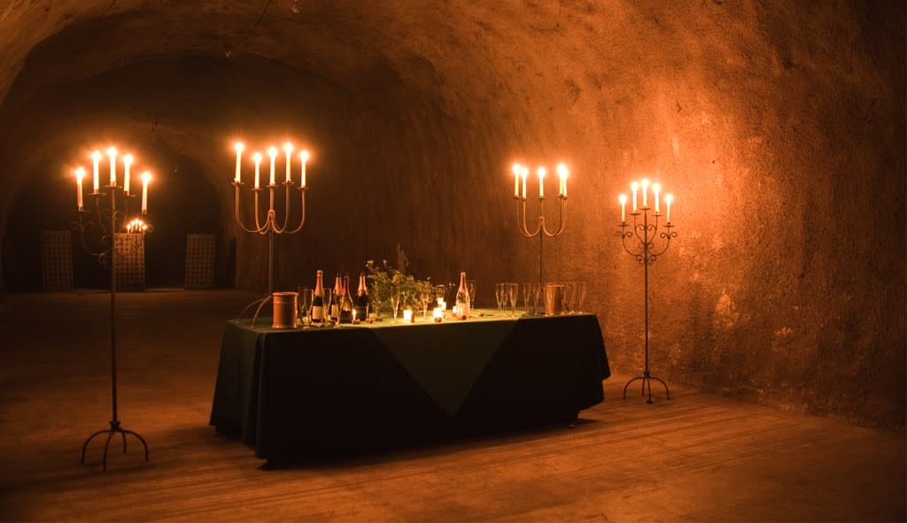 Schramsberg winery cave with sparkling wines