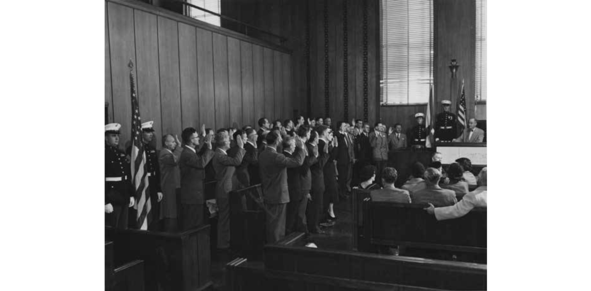 German Rocket Scientists become U.S. Citizens; On November 11, 1954, forty-one German rocket scientists and members of their families became U.S. citizens at the U.S. District Court for the Northern District of Alabama in Birmingham.