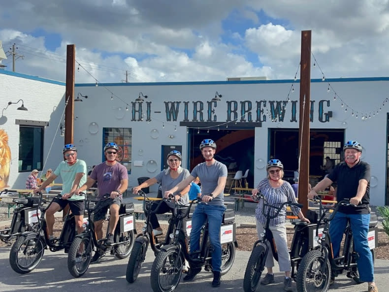 Tour group in front of Hi-Wire Brewing