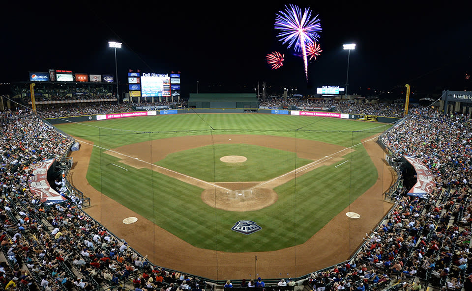 Round Rock Express services with fireworks