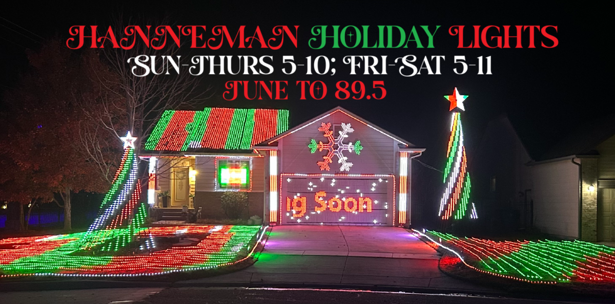 Lights illuminate a home on N. Oxford court in Andover Kansas during Christmas