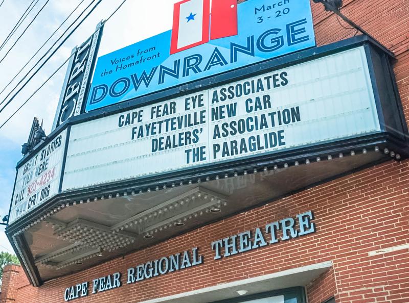 Image of the marquee on the Cape Fear Regional Theatre