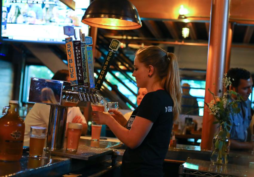 Carolina Brewery Bartender Pouring Draft Beer
