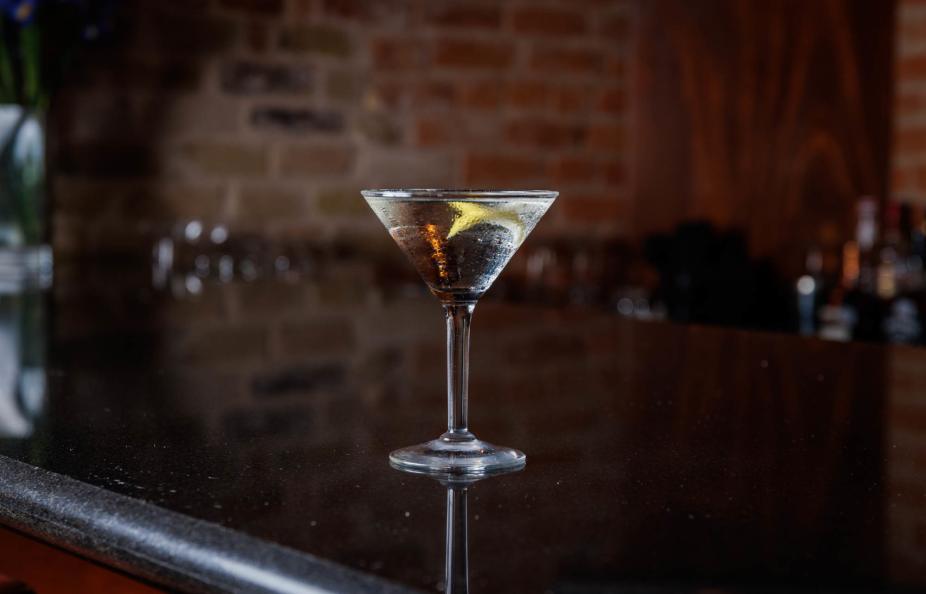 Cocktail on bar counter at Piney Creek Chophouse