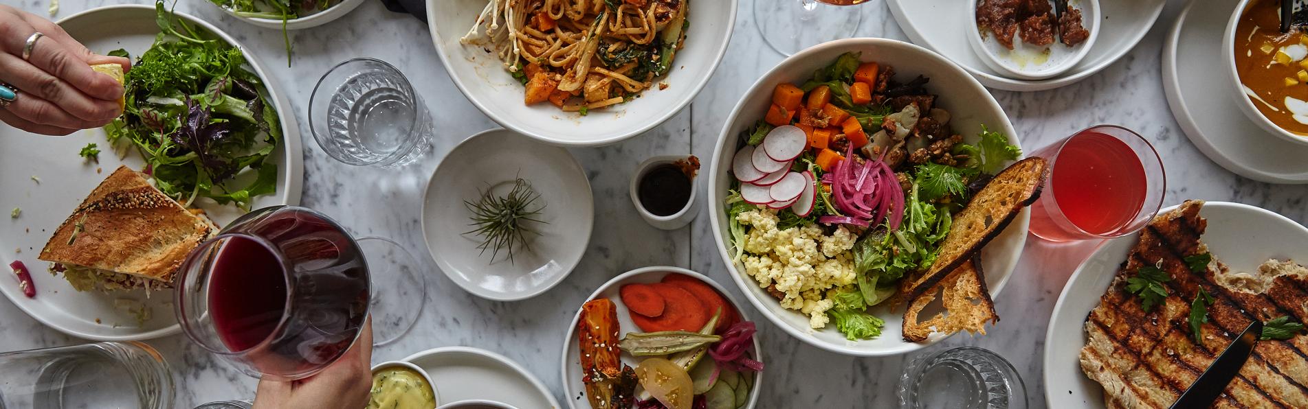 Table of food at Comune in German Village