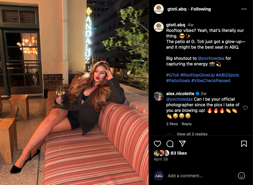 A screenshot of G. Toti's instagram.
