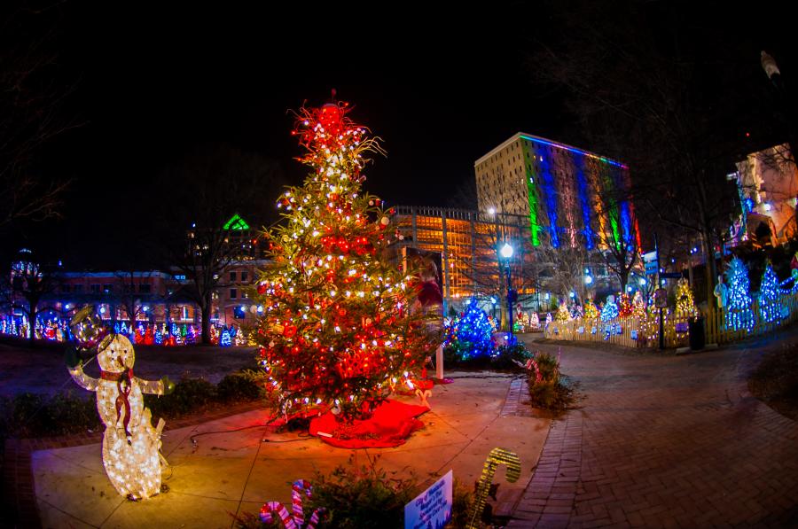 Downtown Huntsville's Tinsel Trail Live Christmas Trees in Big Spring