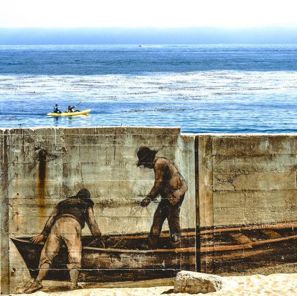 McAbee Beach Monterey fisherman mural by @sonny.abesamis