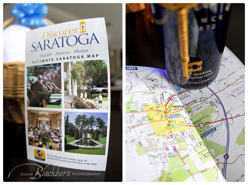 Discover Saratoga Ultimate Map with Saratoga Water bottle and gold key chain