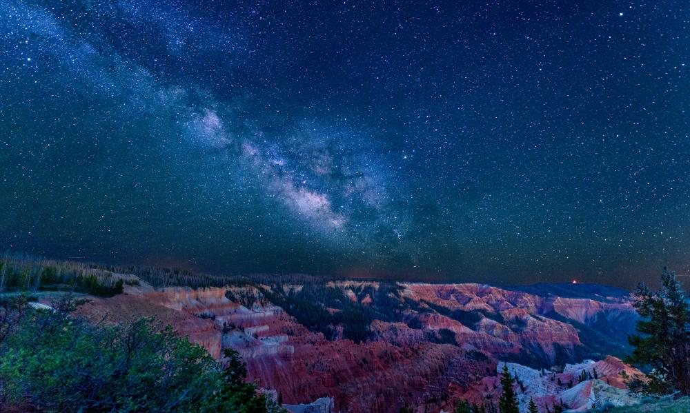 Dark sky views over red rock formations at Cedar Breaks National Monument in Southern Utah.