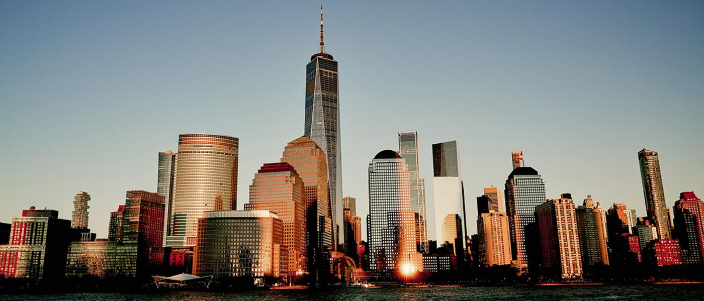 The skyline of Lower Manhattan.