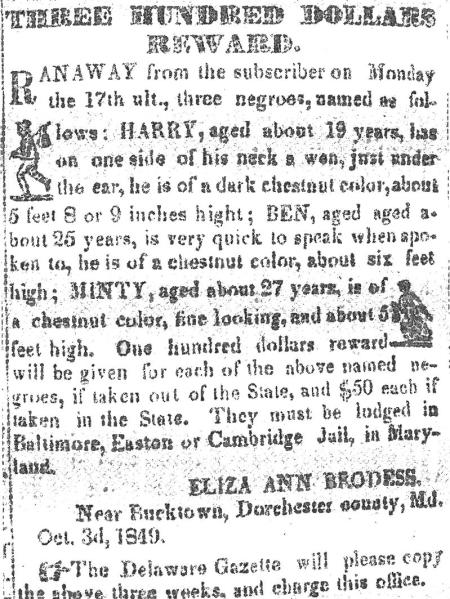 Advertisement for the reward of escaped slaves