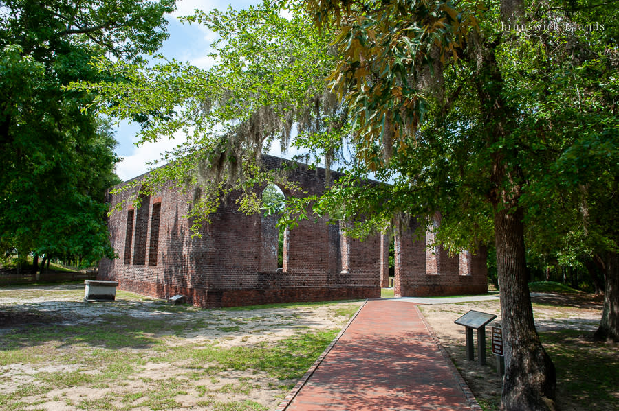 the brick foundations of an old civil war era church at the Brunswick Town/Fort Anderson site.