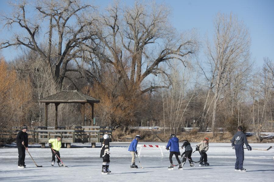 People Ice Skating On Sheldon Lake