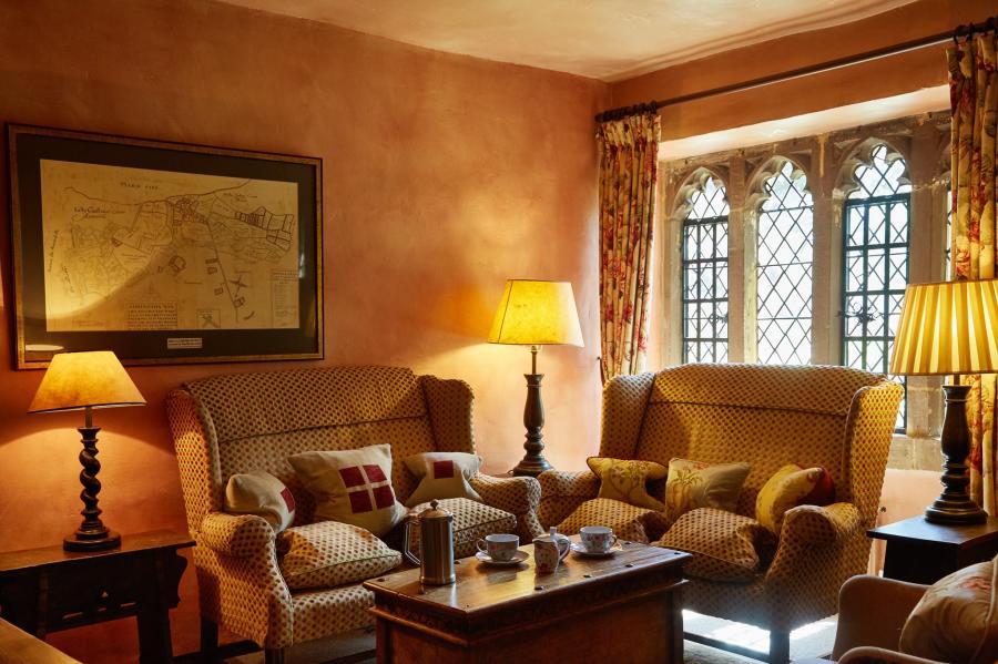 Hotel lounge at Bailiffscourt Hotel & Spa, West Sussex