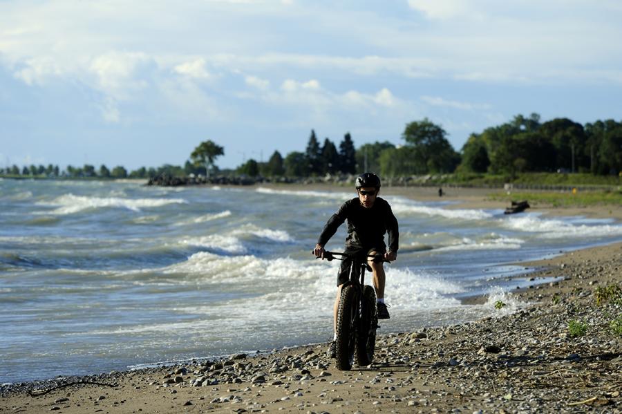Biking on Lake Michigan beach