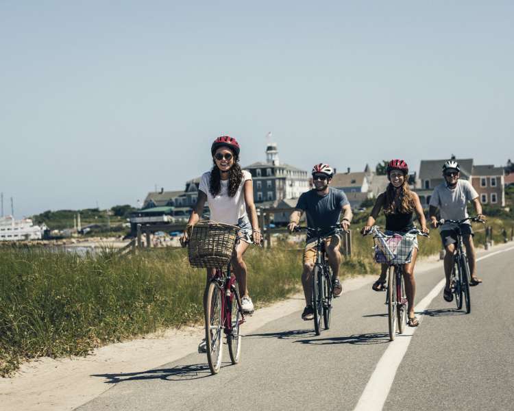 Friends Riding Bikes at Block Island