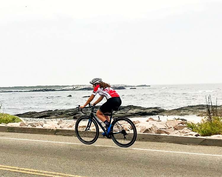 Bicyclist By Ocean Drive Newport
