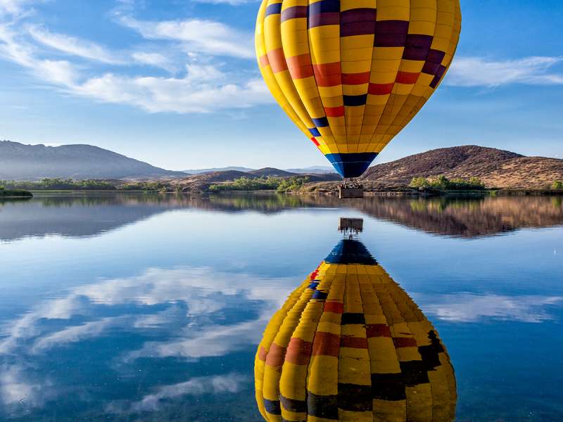 Hot Air Balloon Over Lake Skinner