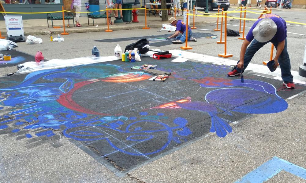 Chelsea Sounds and Sights on Thursday Nights chalk artist