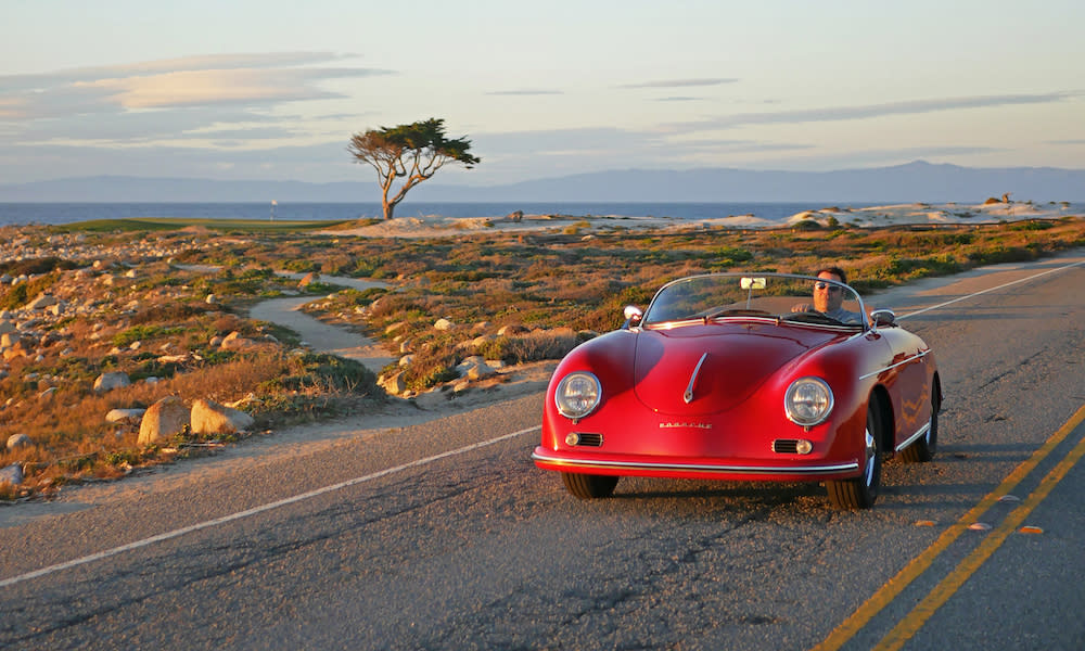 Monterey Touring Vehicle driving along Pebble Beach 17-Mile Drive