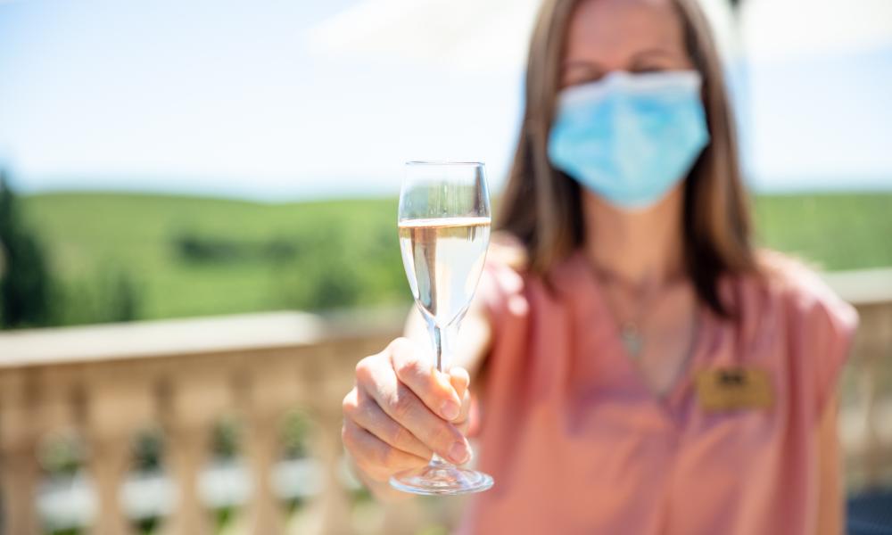 Domaine Carneros Wearing Mask