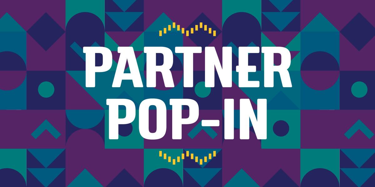 A logo for the Partner Pop-In event.