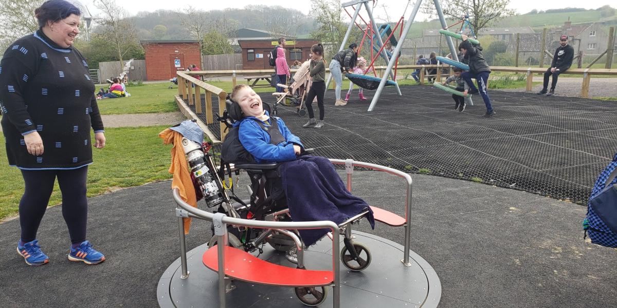 An accessible roundabout in the play area at Noah's Ark Zoo Farm near Bristol - credit Noah's Ark Zoo Farm