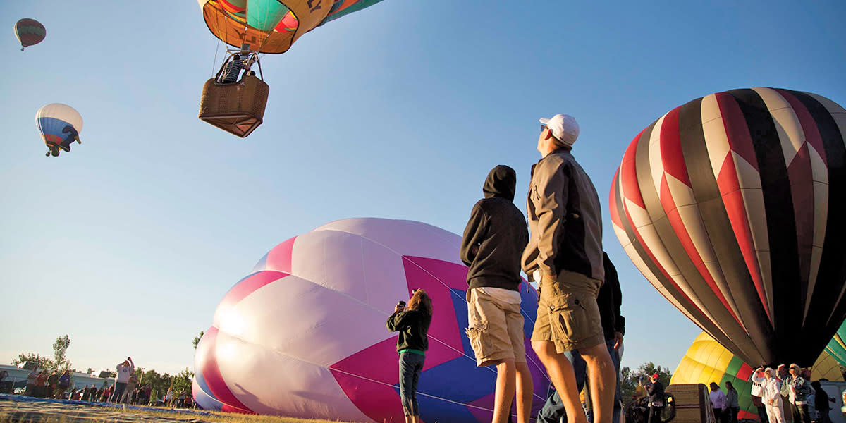 Balloons taking of at the RE/MAX Balloon Roundup Festival in Casper, WY