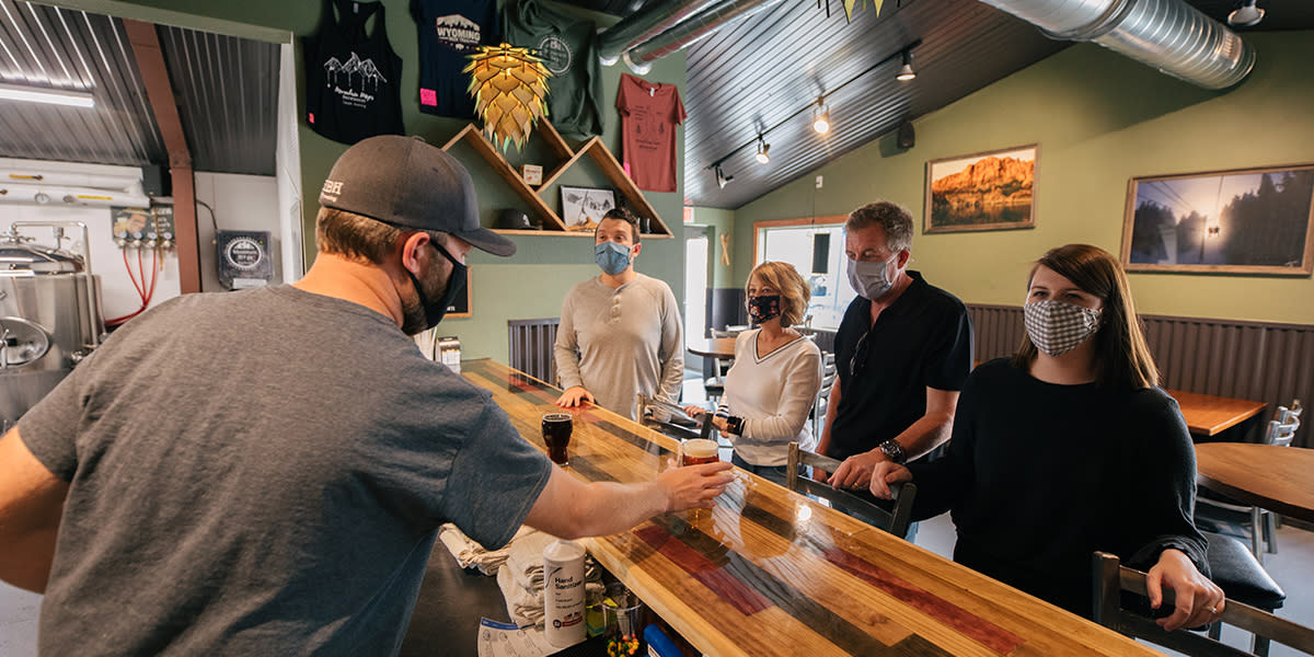 Serving up a beer at Mountain Hops Brewing in Casper, WY