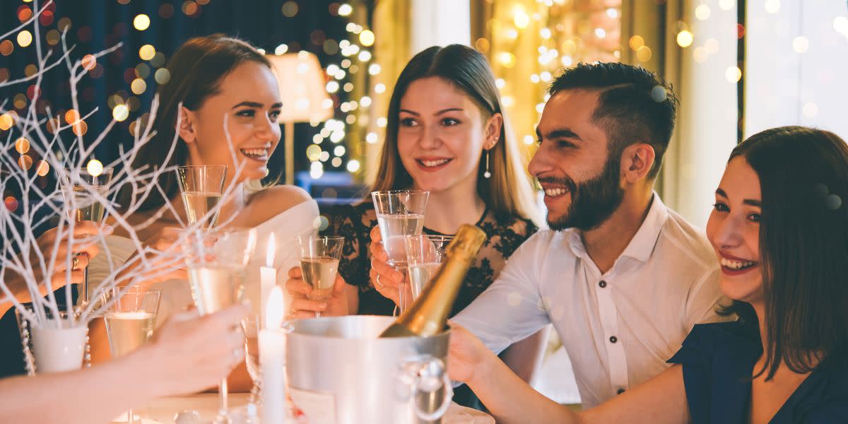 Friends enjoying festive drinks