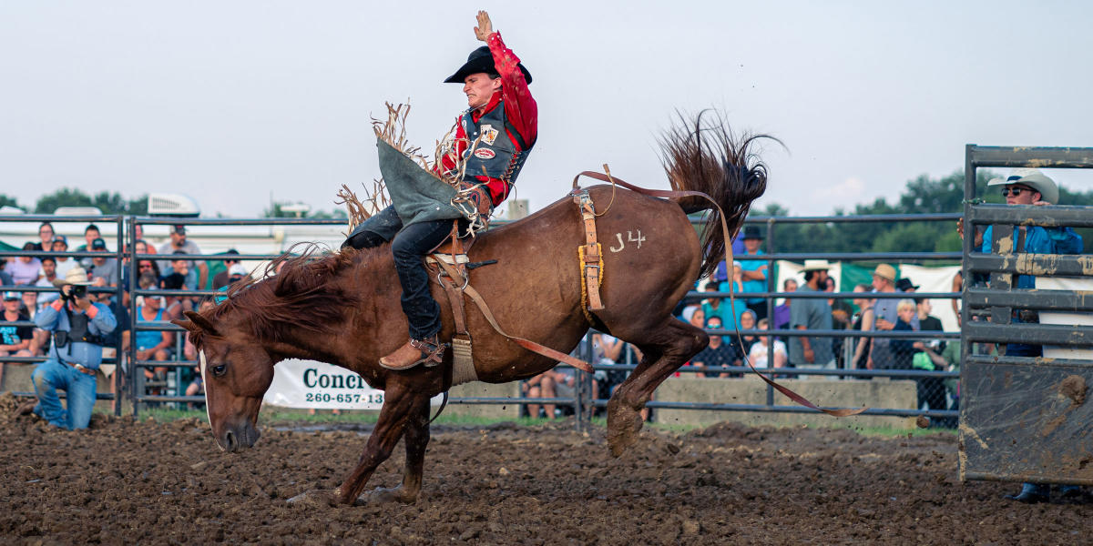 A bronco rider at Harlan Days. Copyright Kevin Mullett