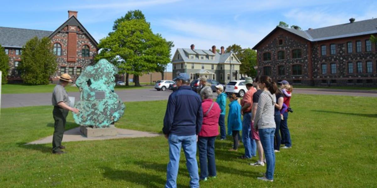 Ranger leads a group tour at the Keweenaw National Historic Park