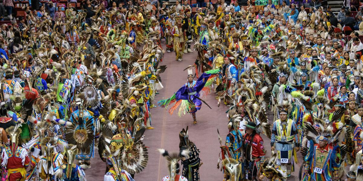 Birds eye view of Native American dancer at Black Hills Powwow
