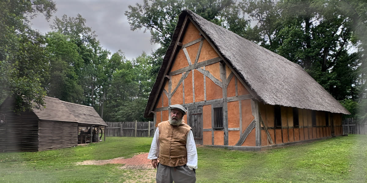 Henricus Historical Park Reenactor Misty Day