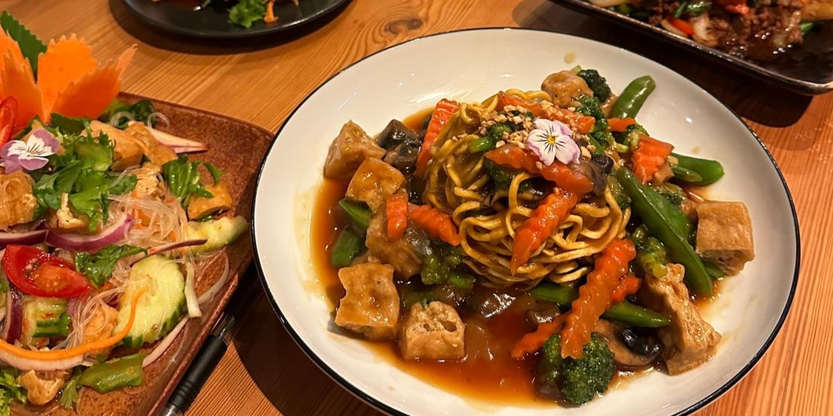 Mango Thai Tapas veggie dishes with saucy noodles