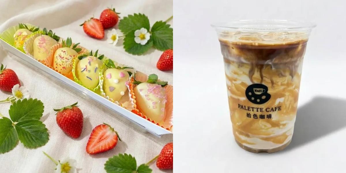 Palette Cafe chocolate covered strawberries with sprinkles and sweet frappe drinks