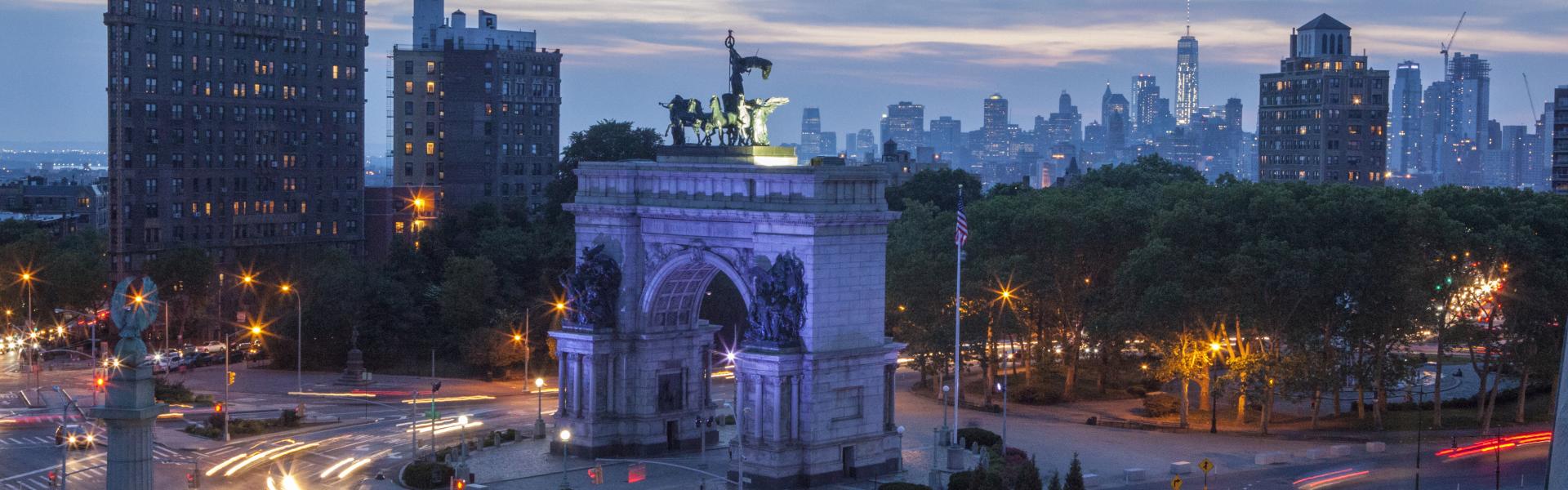 Brooklyn Public Library, Dusk, Grand Army Plaza