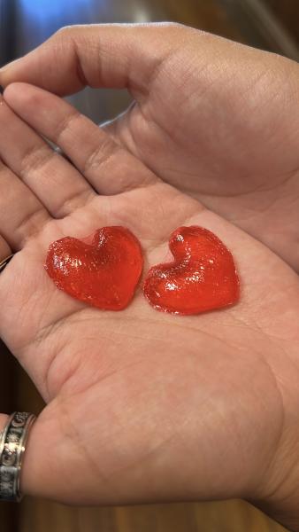 Heart-shaped Red Hots from Schimpff's Confectionery.