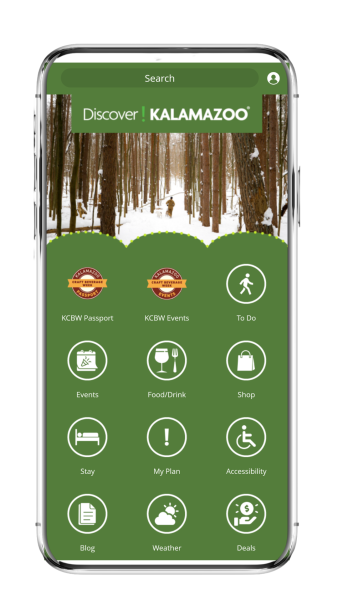 Discover Kalamazoo App home screen