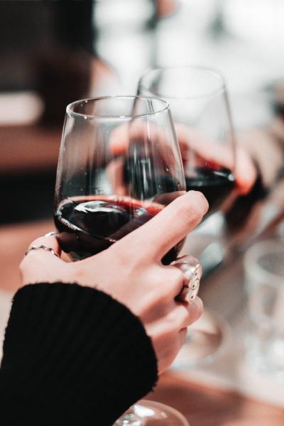 Couple cheering with their wine glasses