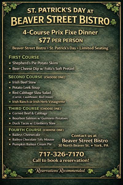 Beaver Street Bistro 3-17-26 menu