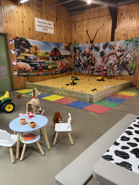 Joe Huber's corn pit and play area.