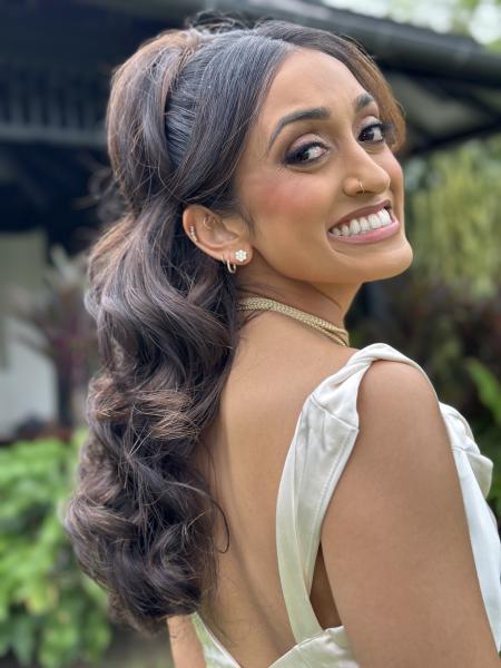 Bride smiling at camera