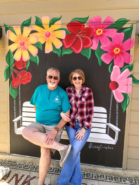 Selma street art bench by artist Lacey Crime.