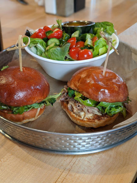 lamb sliders and side salad at the kitchen by butler's pantry in covington ky near the northern kentucky convention center