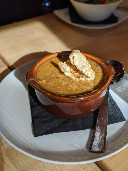 up close picture of a crock of soup from the kitchen by butler's pantry in covington ky
